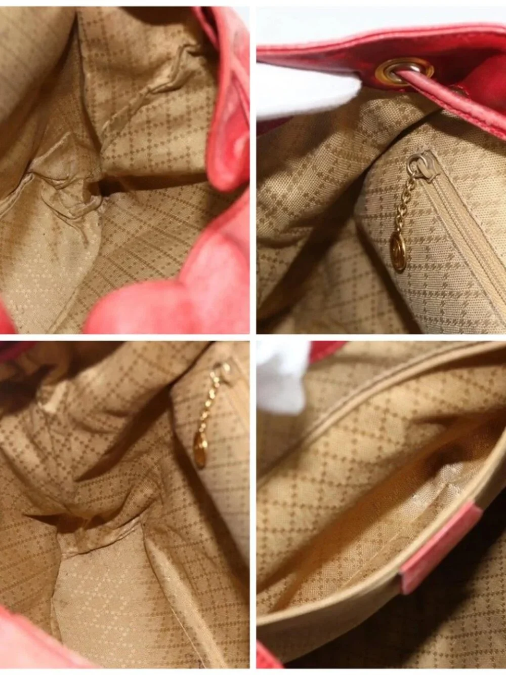 GUCCI Bamboo Backpack Leather Red Gold 000 2023 0016 Auth 179624